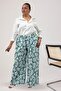 69013 Plus Size Elastic Waist Wide Leg Mango Pants with Pockets - Leaf Pattern Nefti