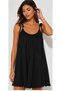 Women's Black Rope Strap Shoulder Lace-Up Ribbed Camisole Mini Dress, Comfortable Cotton Short Dress Suitable for Daily and Beach Use - 4