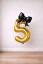 Black Bow & Gold 5 Number Foil Balloon Set