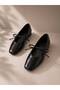 Luna Black Women's Lace-Up Square Toe Ballerinas - 7