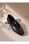 Luna Black Women's Lace-Up Square Toe Ballerinas - 6