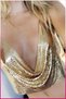 Women's Gold Metal Chain Mesh Crop Top – Shiny Metal Mesh Collar Strap Party, Festival, and Night Club Combination Top - 5