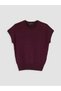 Ozmarka New Season Burgundy Crew Neck Short Sleeve Women's Knitwear Sweater - 5