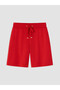 Özmarka New Season Red Elastic Waist Soft Touch Women's Shorts