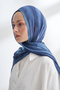 Organic Touch Viscose Blend Patterned Shawl - Navy Blue - Baby Blue - 4