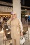 Women's Lace-Up Striped Sports Hijab Double Set |   Relaxed Fit Zippered Tunic and Pants Set - 4