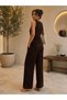 Women's Wrinkled Fabric Suit with Buckle Detail - 3