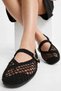 Women's Black Straw Knit Buckle Summer Casual Mary Jane Ballerinas - 5