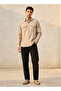 Men Regular Fit Collared Long Sleeves Linen Shirt - 3