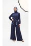 Belted Casual Wide-Leg Comfortable Cut Fabric Trousers Suitable for Hijab Wear - 4