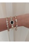 3-Piece Combination Bracelet Set with Zircon Stone, Clover Tiger Model, Women's Steel Bracelet