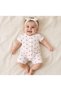 100% Cotton Baby Romper with Heart Pattern, Short Sleeve Summer Newborn Baby Bodysuit, White - 5