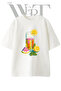 Citrus Drink Design Printed Unisex White Oversize T-Shirt