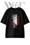 Black Swordsman Design Printed Unisex Black Oversize T-Shirt