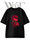 Gai Eight Gates Design Printed Unisex Black Oversize T-Shirt