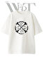 Crossbones Thorns Design Printed Unisex White Oversize T-Shirt