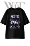 Grunge Smiley Handprint Design Printed Unisex Black Oversize T-Shirt