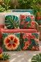 Botanical Parrot Patterned 4-Piece Throw Pillow Cover Set
