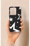 Vivo Y35 Compatible Black Mega Star Patterned Silicone Case