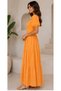 Busem Dress Women's Green-Orange-Giped Waist Square Neck Balloon Sleeves Layered Long Summer Dress - 3