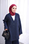 Navy Blue Buttoned Jacket and Pants Set - 3