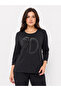 Women's Black Long Sleeve Printed T-Shirt