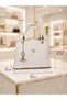 Beige 2-Piece Women's Bag Set Shoulder Bag and Wrist Strap Portfolio Bag - 6