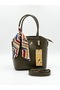 Leather-Look Multi-Compartment Hand and Shoulder Bag with Scarf Detail