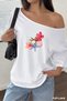 Sea Star Flower Printed Oversized Women's Boat Neck T-Shirt