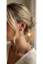 Asymmetrical Formed Stone Steel Earrings
