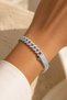 Accessories Silver Color Zircon Stone Cuban Chain Women's Bracelet 19 cm Stainless Steel