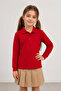 Unisex Kids' Gray Melange Long Sleeve Polo Collar Plain Basic T-Shirt - Comfortable Cotton Fabric Suitable for Daily and School Use - 2