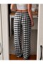 Plaid Patterned Lace-Up Relaxed Fit Wide-Leg Sweatpants / Pajama Bottoms - 5