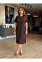 Women's Crew Neck Stripe Detailed Modal Midi Dress - 2