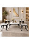 Rectangular Ceramic Tea Table Set with Black Frame, 5 Pieces