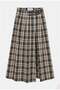 Women's Yellow Gray Plaid W6-34 Maxi Length Skirt with Belt Detail Special Design - 6