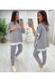 Women's Gray Hooded Skirt Detail Arma Reverse Stitching Look Double Set - 3
