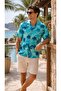 Men's Palm Tree Pattern Short Sleeve Hawaiian Shirt - 2