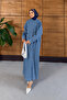Women's Embroidered Side-Tie Denim Dress - 3