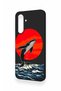 Samsung A26 Compatible Red Sun Whale Pattern Silicone Case - 3
