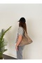 Women's Mink Large Size Shoulder Bag with Staple Detail, Soft Leather Look, Suitable for Daily, University, and Office Use, Hobo Bag - 3