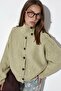 Viorna Ribbed Half Turtleneck Buttoned Cardigan