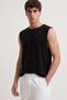 Black Relax Fit Textured Men's Sleeveless T-Shirt - 4