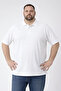 Men's Pique Fabric Buttoned Collar Oversized Plus Size Casual Short Sleeve T-Shirt - White - 4
