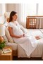 New Season Ecru Lace Detailed Design with Easy Breastfeeding Feature Short Sleeve 100% Cotton Maternity Nightgown - 2