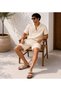 Men's Cream Color Summer Linen Shirt Shorts Set – Comfortable Fit, Breathable Lightweight Fabric Combination - 2