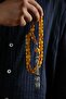 Şahin Ağa Series Metal Design Large Size Crimped Amber Prayer Beads - 4