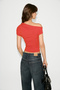 Azuran Women's Soft and Flexible Fabric One-Shoulder Red Blouse with Gathered Detail - 5