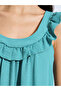 Green V-Low Back Tie Ruffle Detail Slip Dress - 4