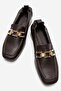 Ferviya Women's Genuine Leather Low Heel Loafer Shoes Brown - 4